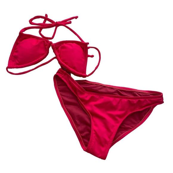 NWT Neon Hot Pink UJENA  Colombian Thong Bikini-Size X Small - Picture 1 of 3